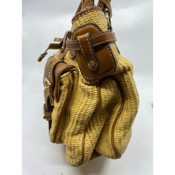 Michael Kors Yellow Brown Woven Tote Bag - Picture 6 of 15